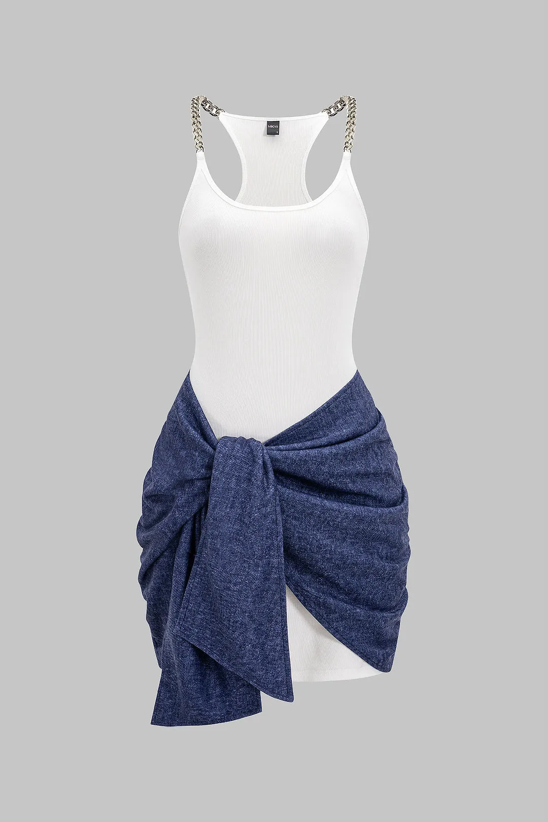 TIE FRONT RUCHED METALLISK KAY PATCHWORK SÆRevøs MINI KEJL sold by Micas