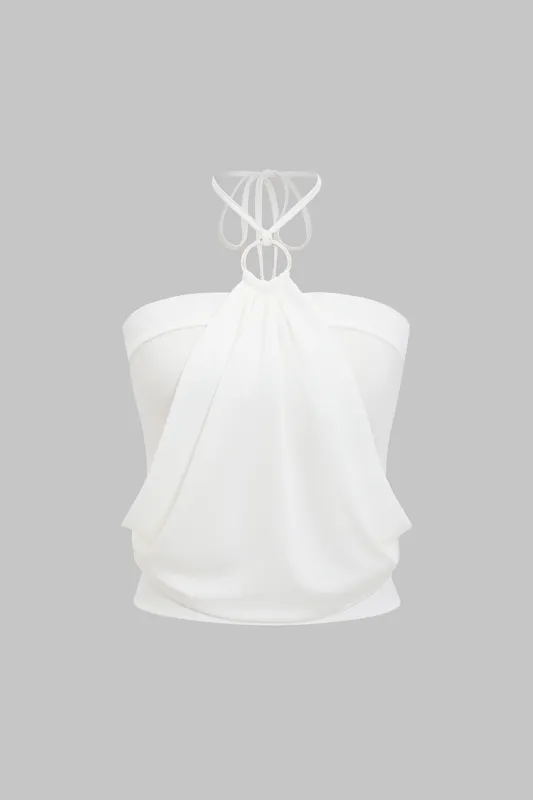 Metallisk indretning rygfri halter hals binding cami top sold by Micas