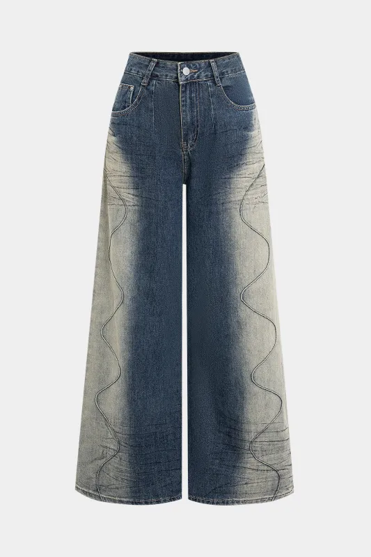 Denim ombre print jeans sold by Micas
