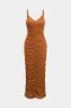 Mesh Ruched Slip ærmeløs Midi -kjole sold by Micas