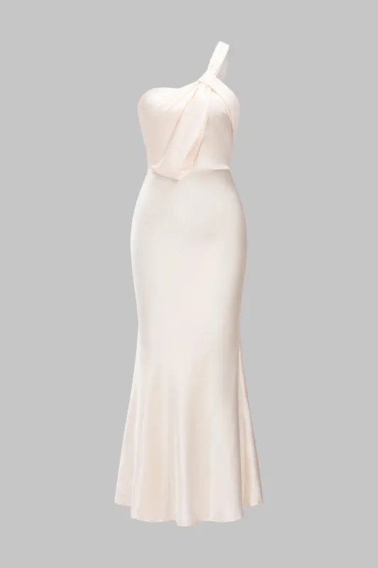 Satin asymmetrisk slip midi kjole sold by Micas