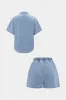 Denim knaplommetank top og tegnehorts shorts sold by Micas