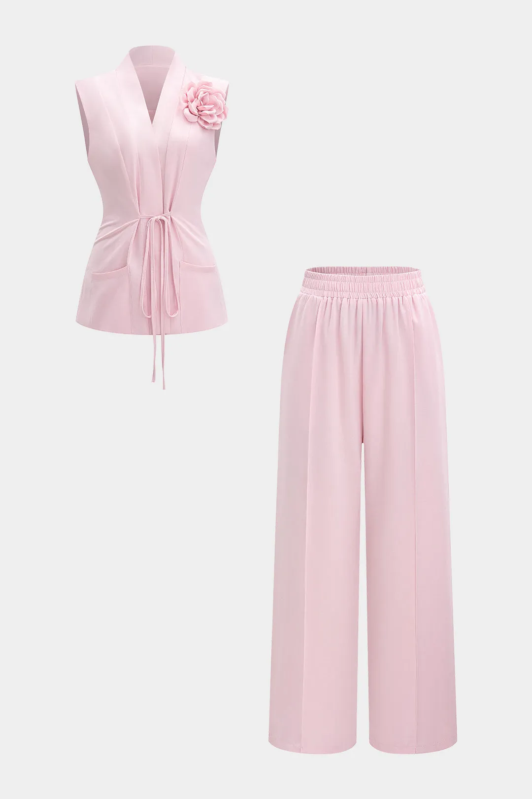 3D blomsterbinding V-hals tank top og bukser sæt sold by Micas