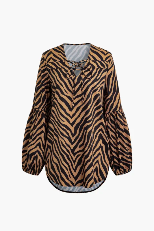 Zebratrykt Tie-Up langærmet skjorte sold by Micas