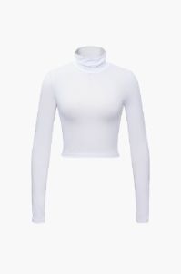 Solid Turtleneck Long Sleeve Crop Top sold by Micas