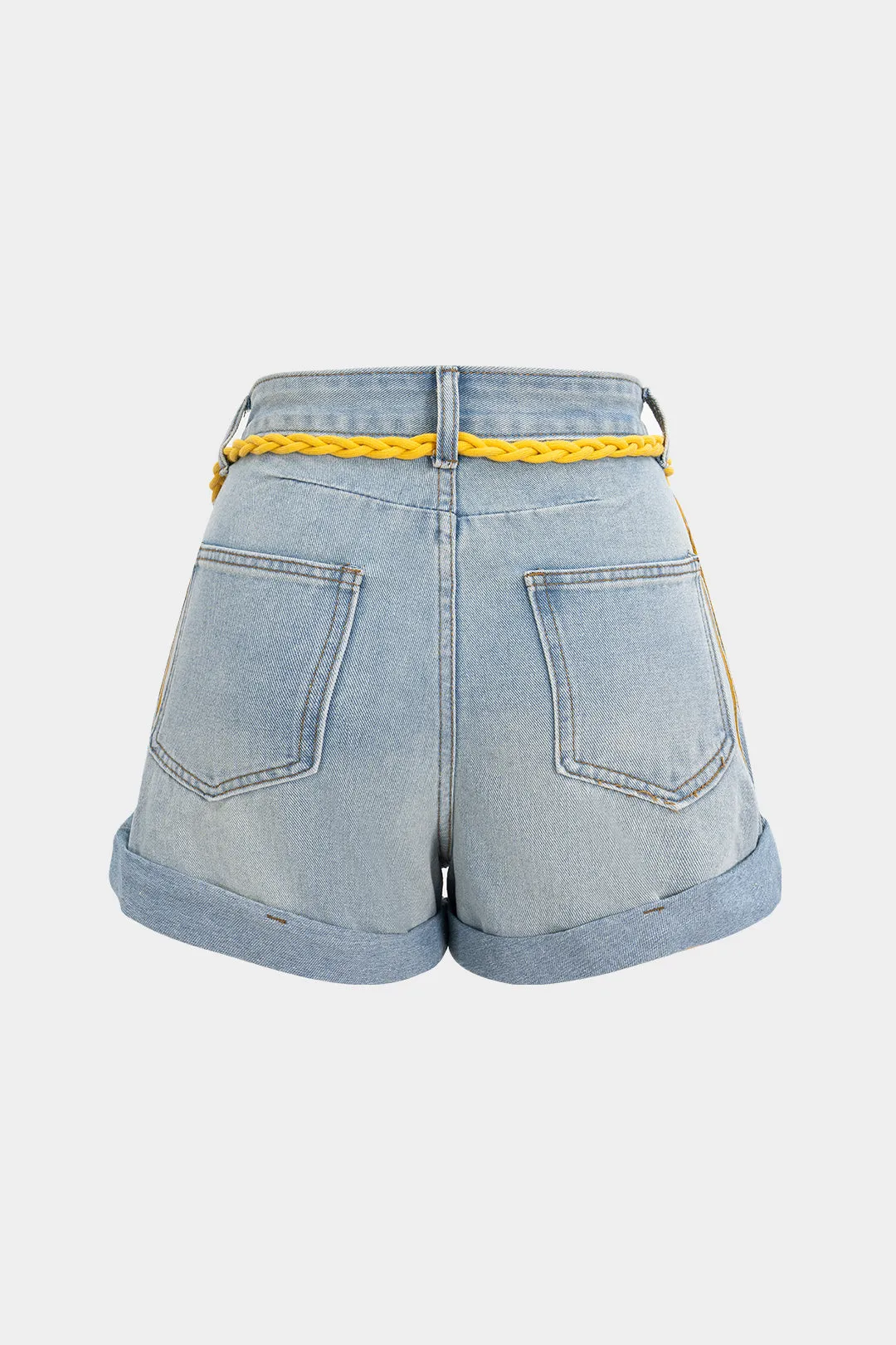 Denim høj talje bælte brede benshorts sold by Micas product image thumbnail 2