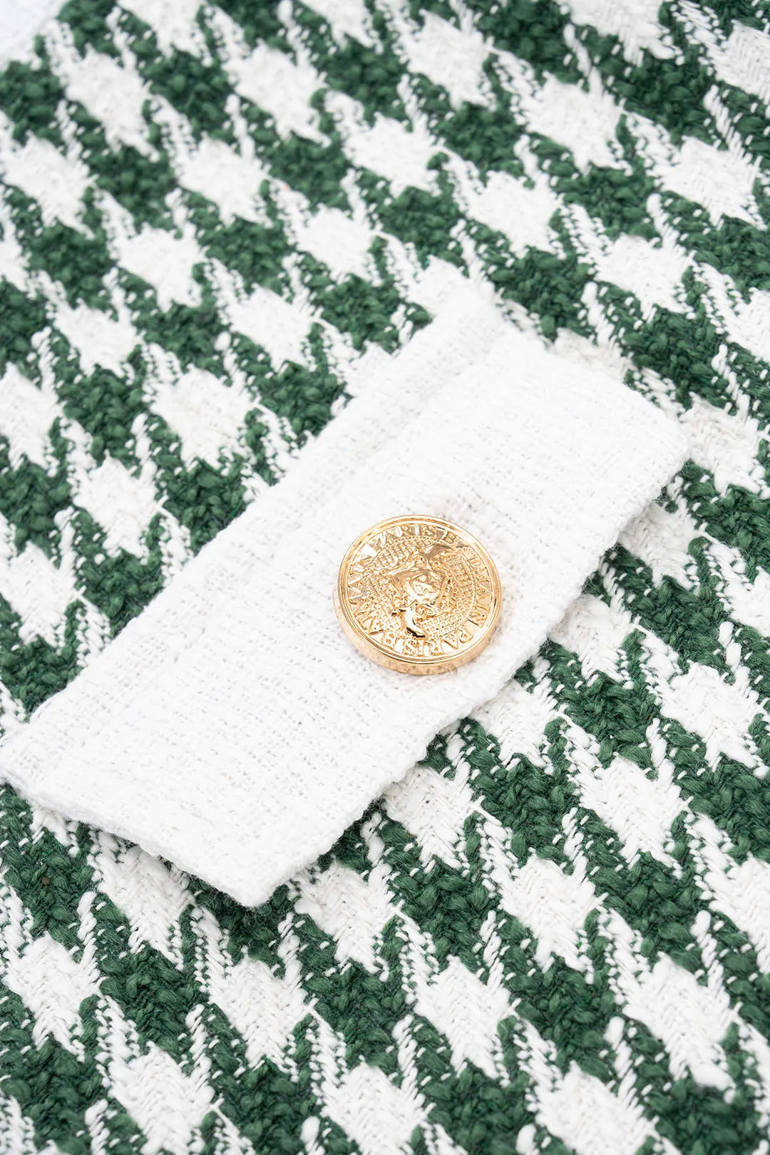 Houndstooth Print Metallic Button Fake Pocket Cami Top and Shorts Set sold by Micas product image thumbnail 3