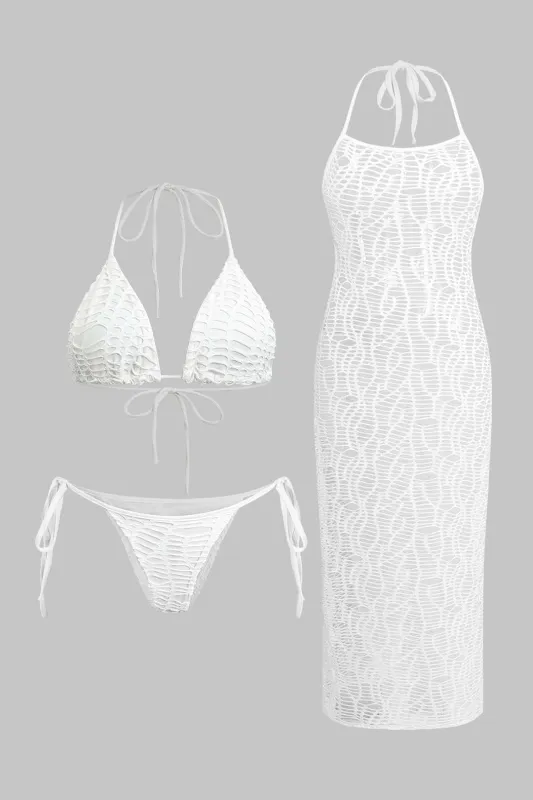 Plus Size Hollow Out Three-Pieces Bikini Set sold by Micas