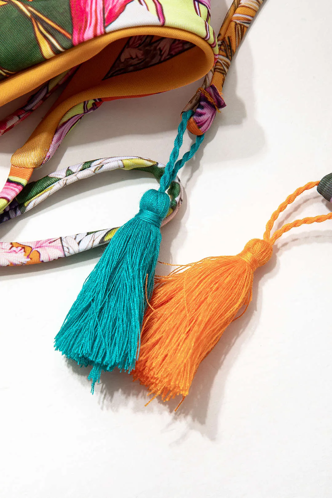 Plus Size Tropical Floral Print Fringe Two-Pieces Bikini Set sold by Micas product image thumbnail 3