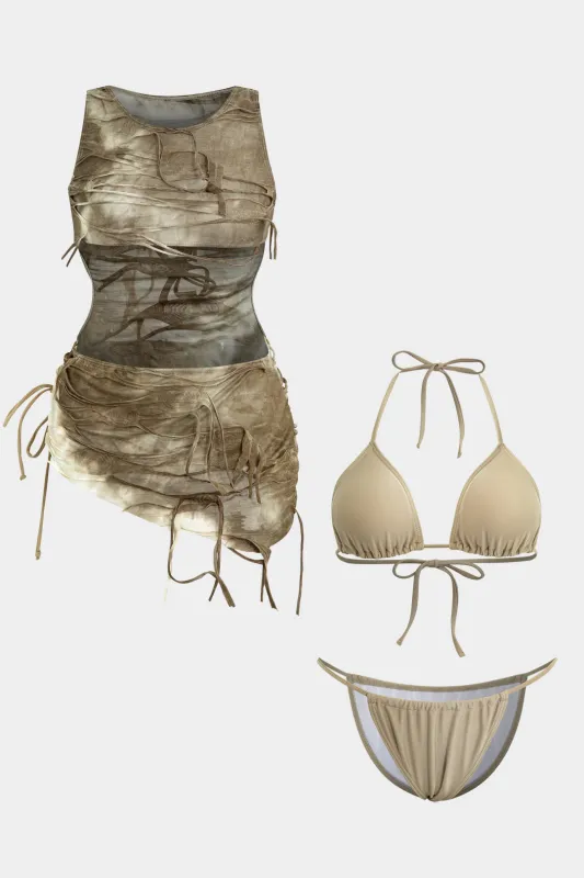 Plus Size Tie Dye Print Three-Pieces Bikini Set sold by Micas