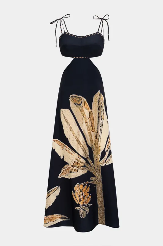 Floral Print Cut Out Backless Slip Sleeveless Maxi Dress sold by Micas