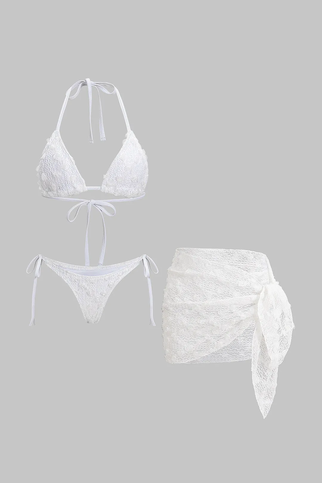 3D Floral Mesh Strappy Bikini Set sold by Micas