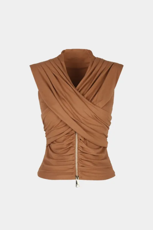Ruched Zipper Tank Top sold by Micas