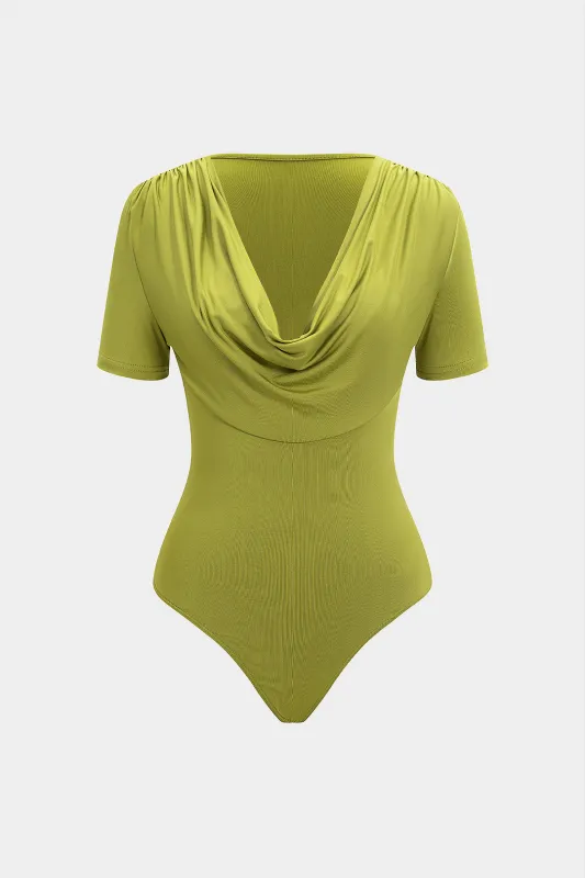 Cowl Neck Short Sleeve Ruched Bodysuit sold by Micas