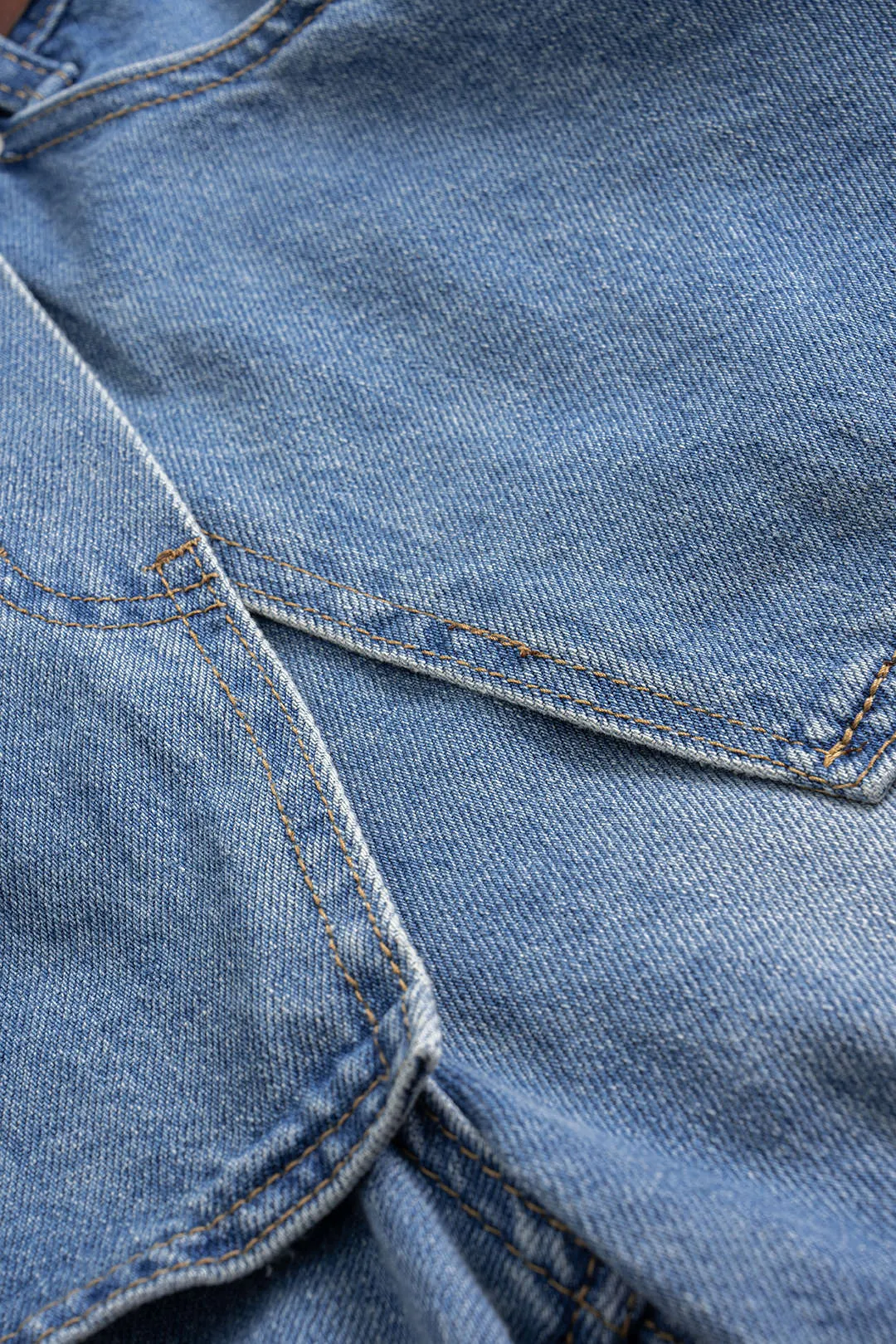 Denim Patchwork Asymmetrical Jorts sold by Micas product image thumbnail 4