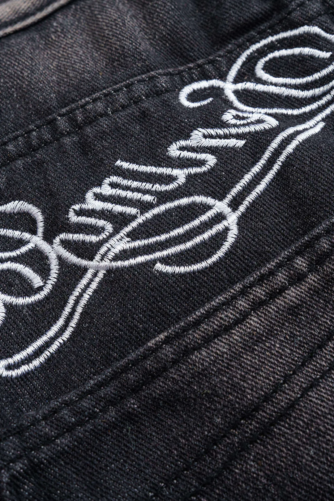 Denim Washed Embroidery Ripped Jeans sold by Micas product image thumbnail 4