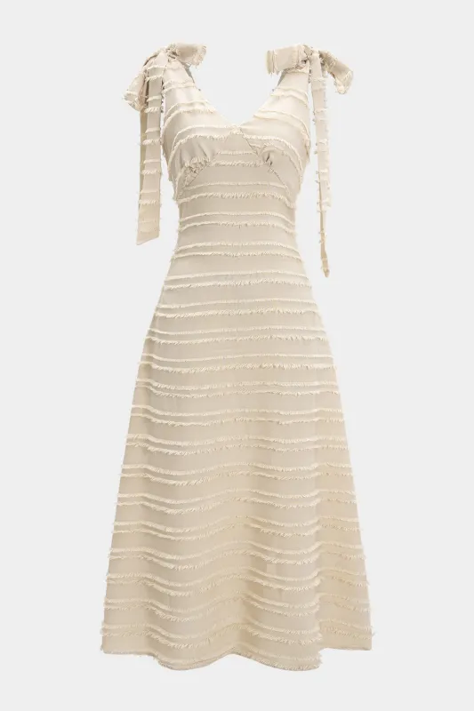 Tie-Up V-Neck Frayed Sleeveless Maxi Dress sold by Micas