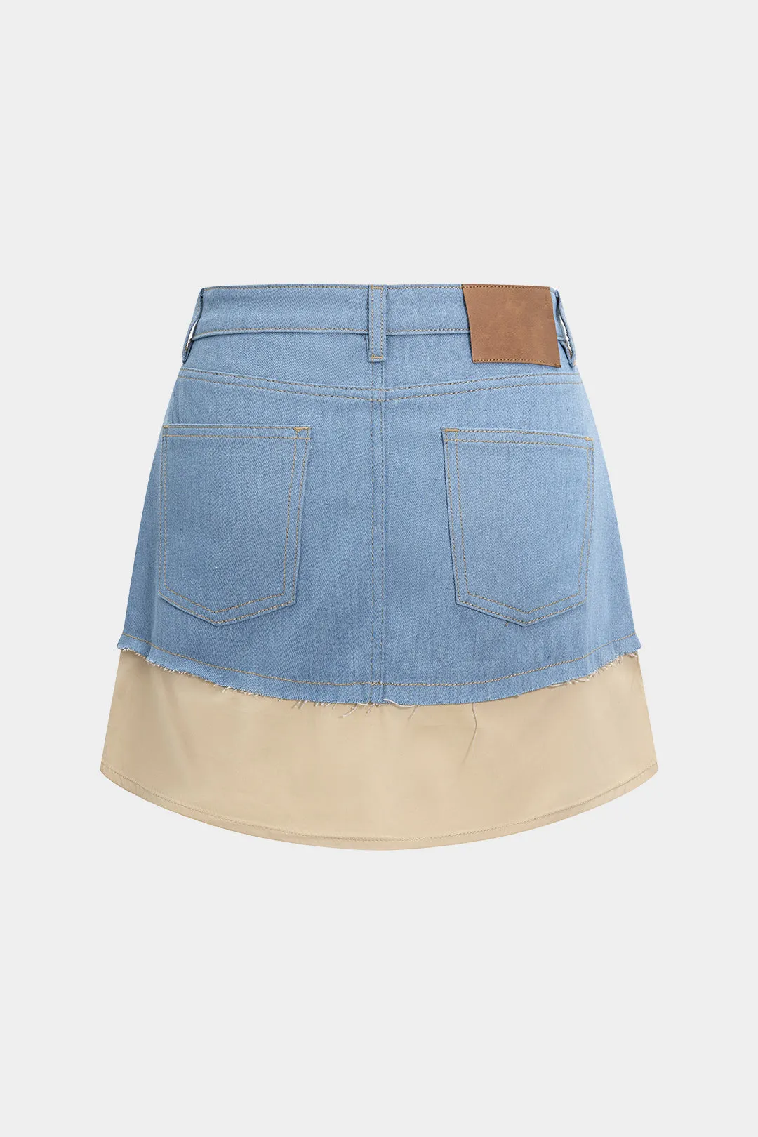Denim Contrast Patchwork Skirt sold by Micas product image thumbnail 2