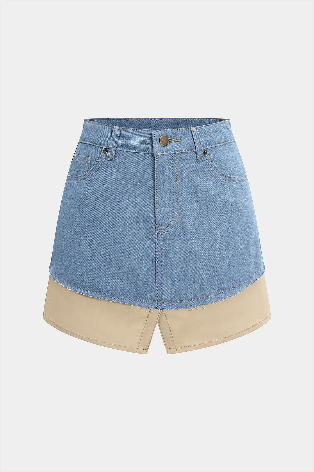 Denim Contrast Patchwork Skirt sold by Micas