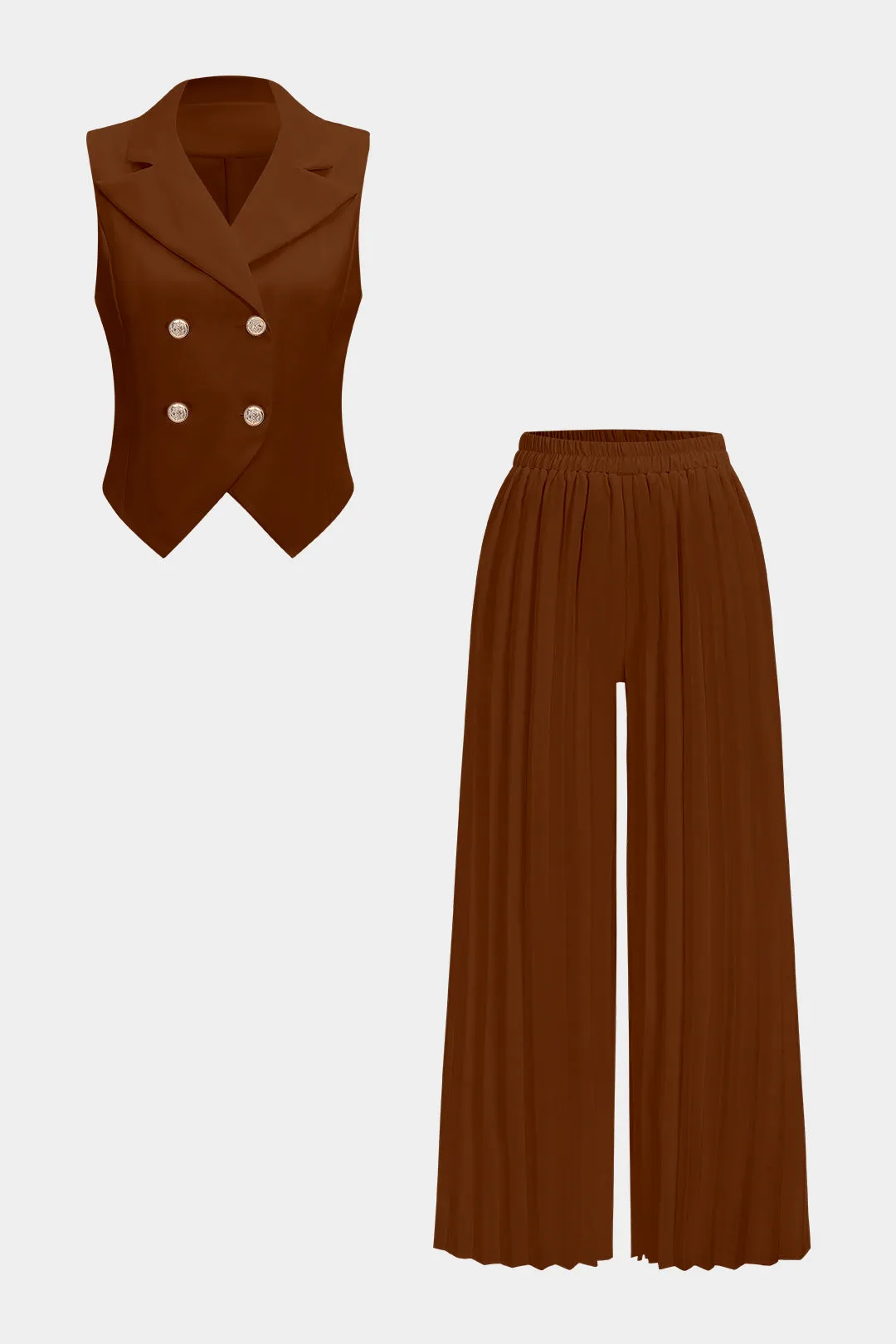 Solid vest og plisseret høje talje bukser sold by Micas product image thumbnail 5