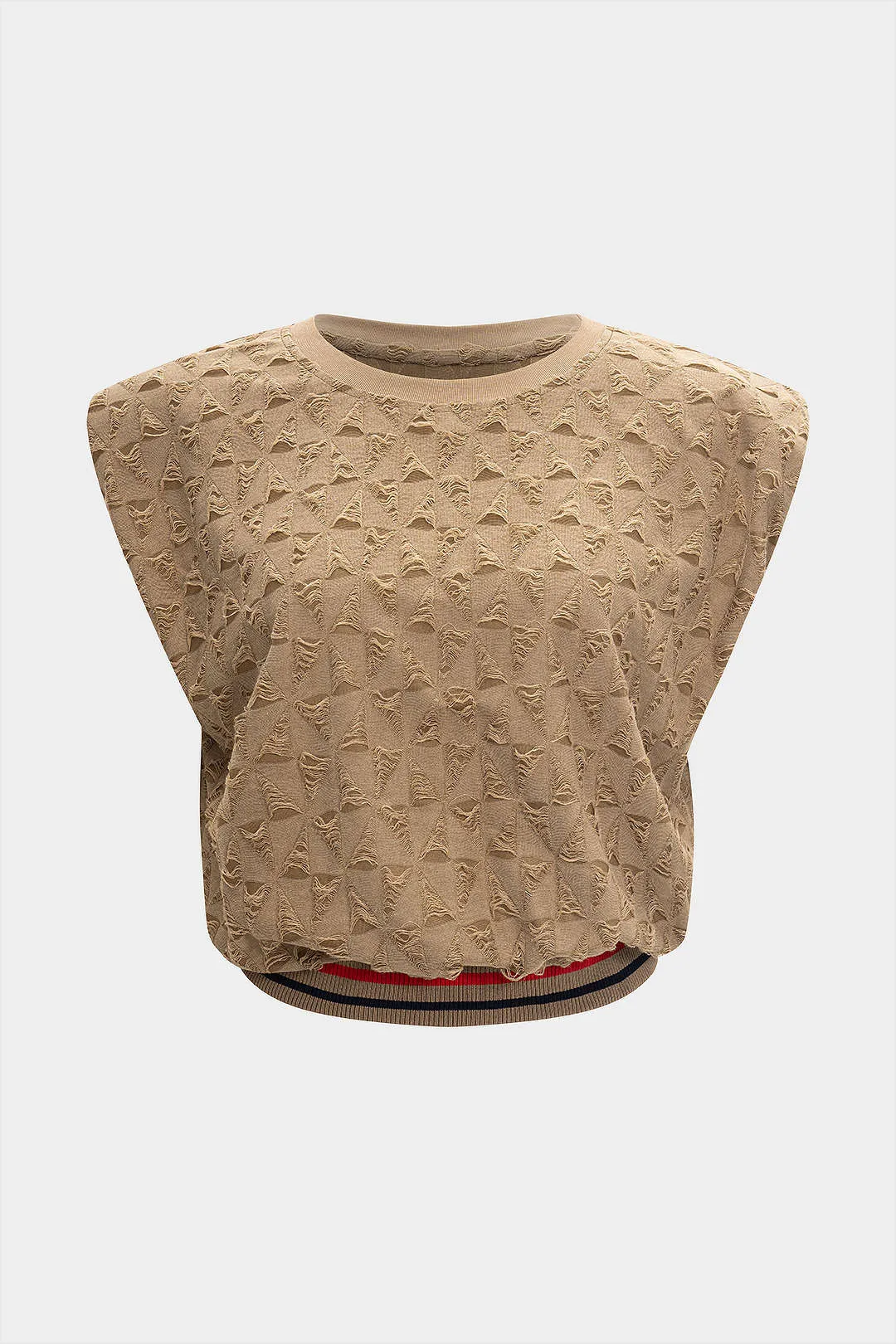 Rippet patchwork ærmeløs t-shirt sold by Micas