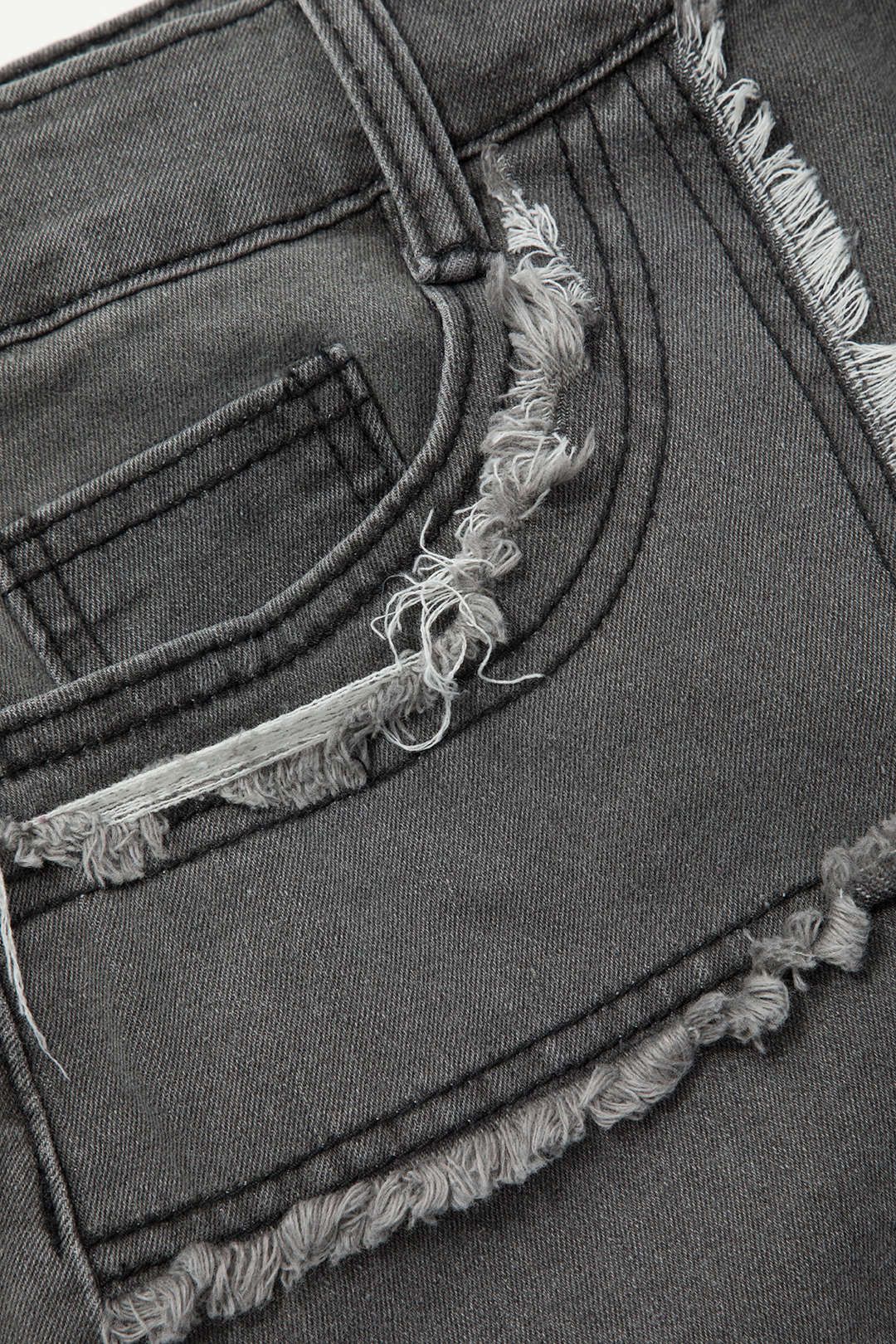 Asymmetric Frayed Trim Denim Mini Skirt sold by Micas product image thumbnail 3