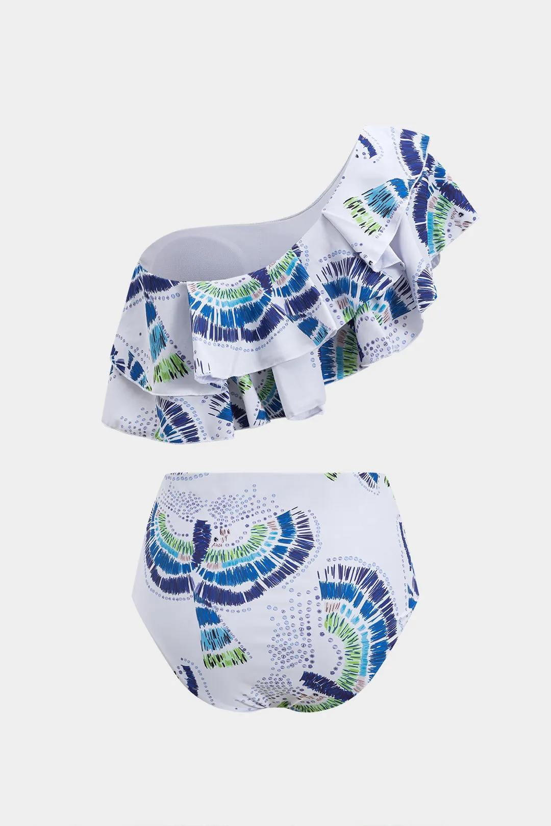Illusion Print Asymmetrical Ruffle To-Pieces Bikini Set sold by Micas product image thumbnail 2