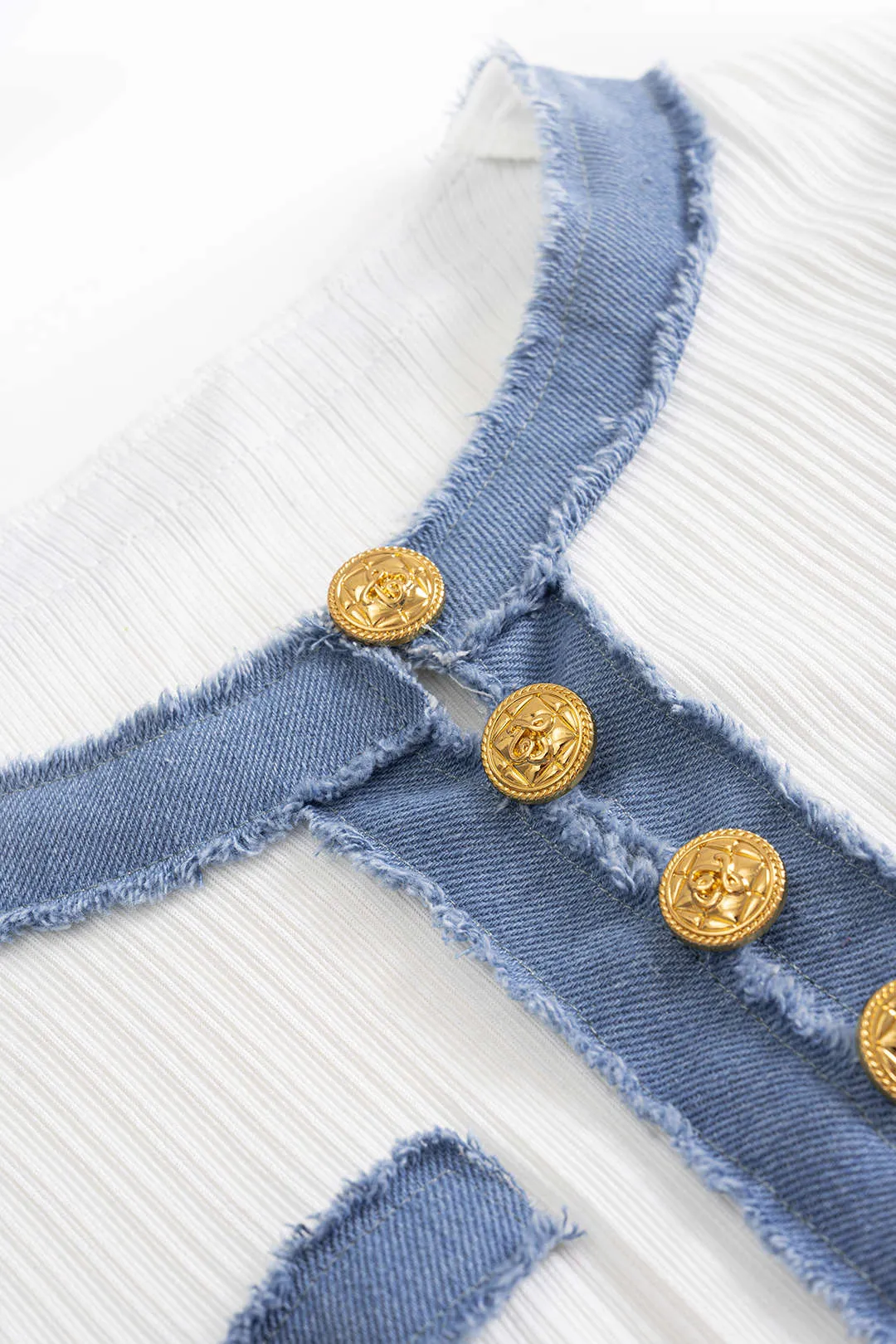 Patchwork Metallic Button Tank Top And Skirt Set sold by Micas product image thumbnail 3