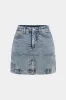 Denim Patchwork Pocket Zipper Skirt sold by Micas