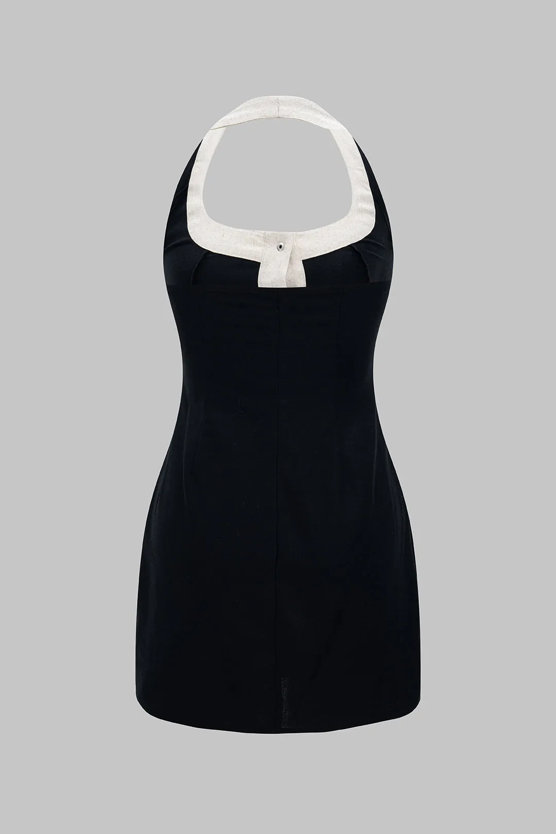 Linen Button Halter Neck Sleeveless Mini Dress sold by Micas product image thumbnail 2