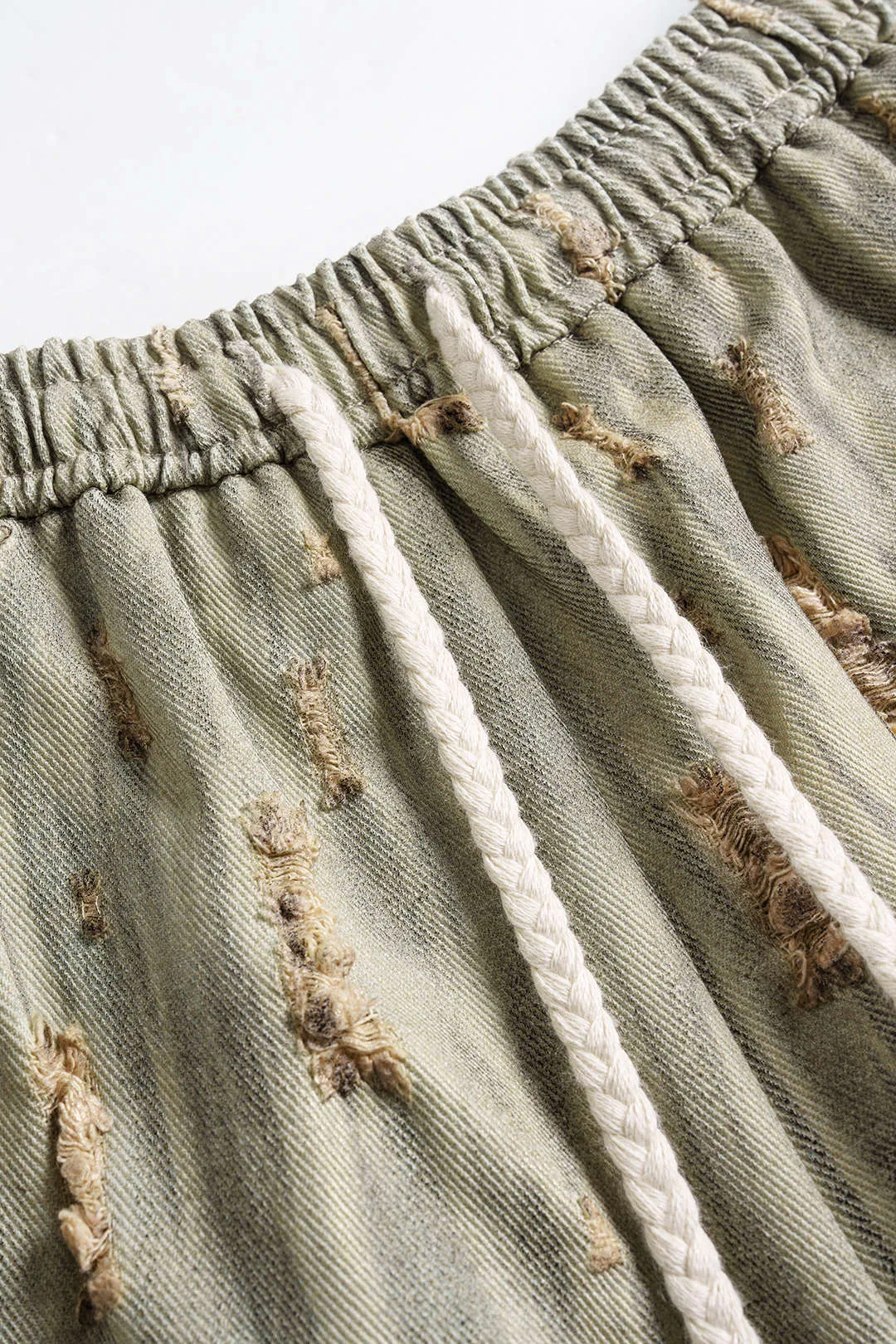 Denim High Waist Wide Leg Ripped Drawstring Shorts sold by Micas product image thumbnail 3