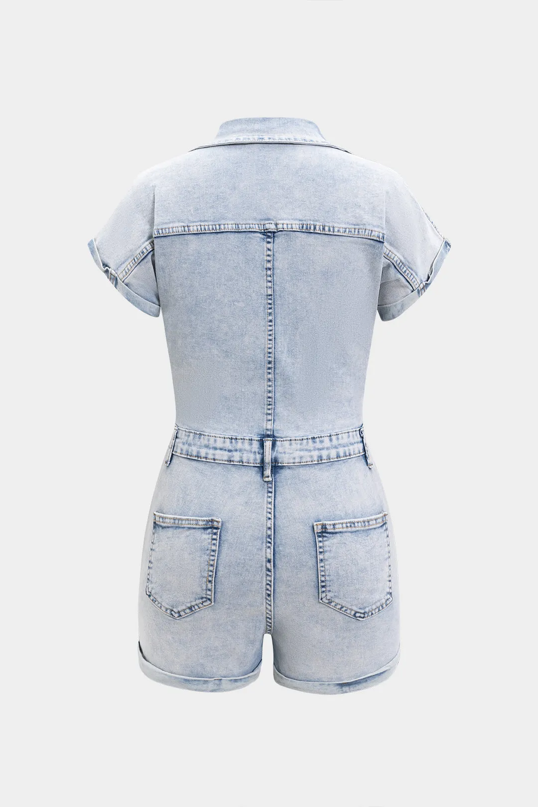 Denim Button Pocket Short Sleeve Romper sold by Micas product image thumbnail 2