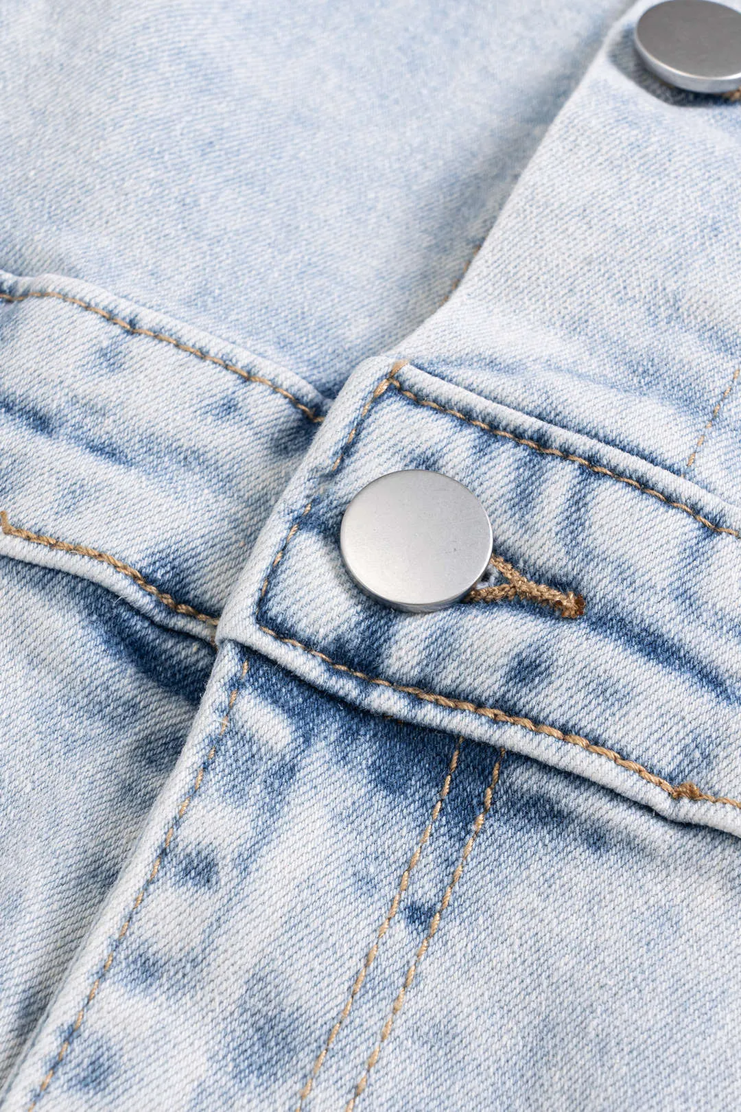 Denim Button Pocket Short Sleeve Romper sold by Micas product image thumbnail 3