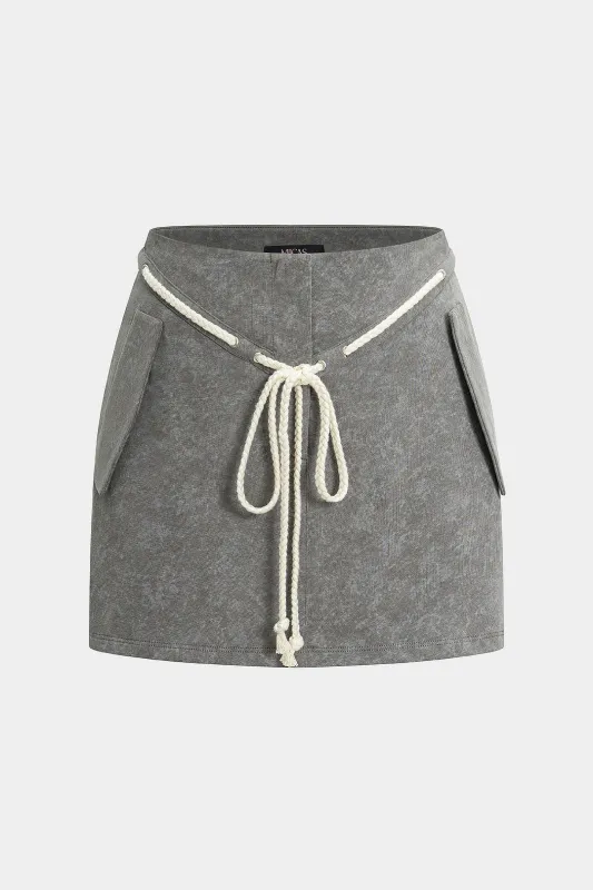 Washed Pocket Drawstring Skirt sold by Micas