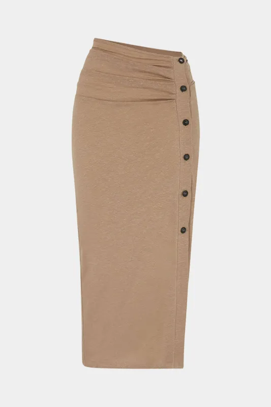 Button Ruched Side Slit Skirt sold by Micas