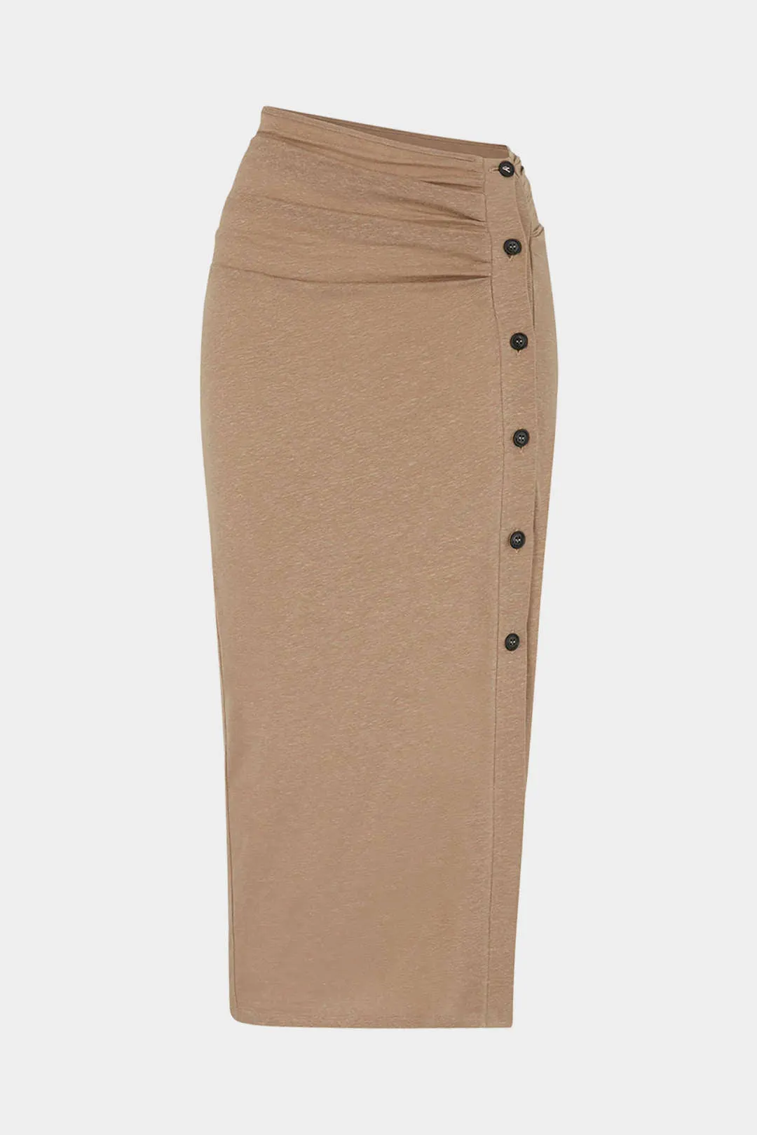 Button Ruched Side Slit Skirt sold by Micas