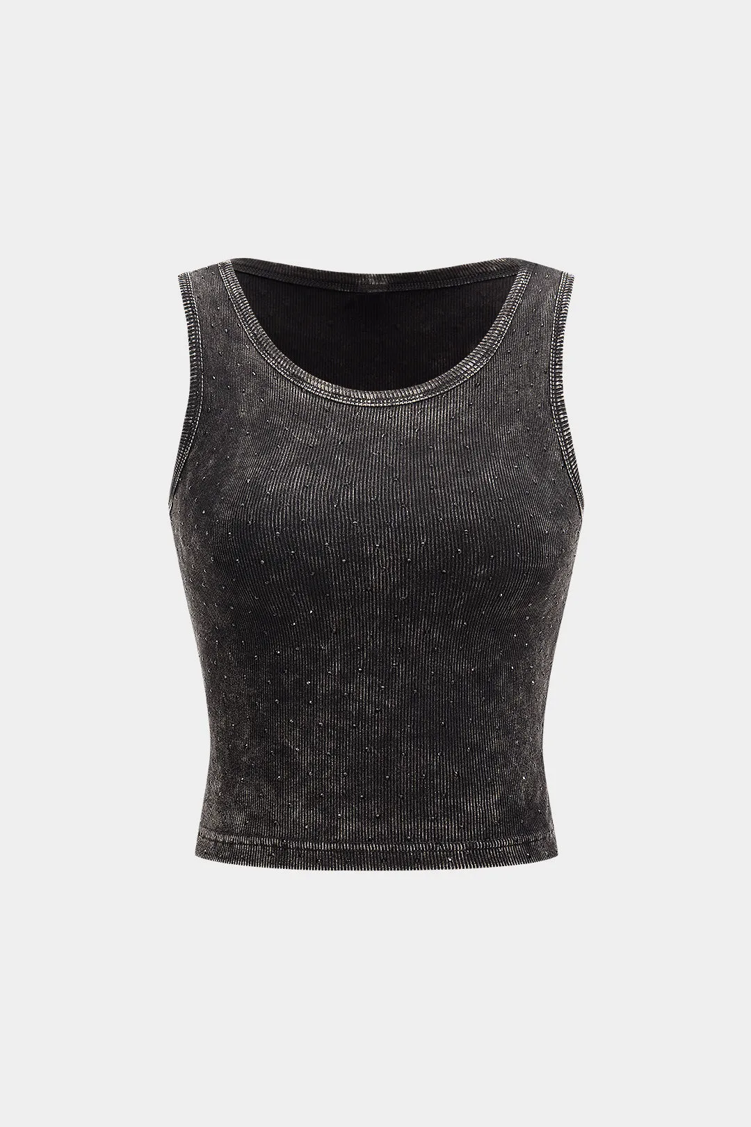 Rhinestone ribbed tank top sold by Micas