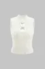 Strik udskåret 3D blomster tank top sold by Micas