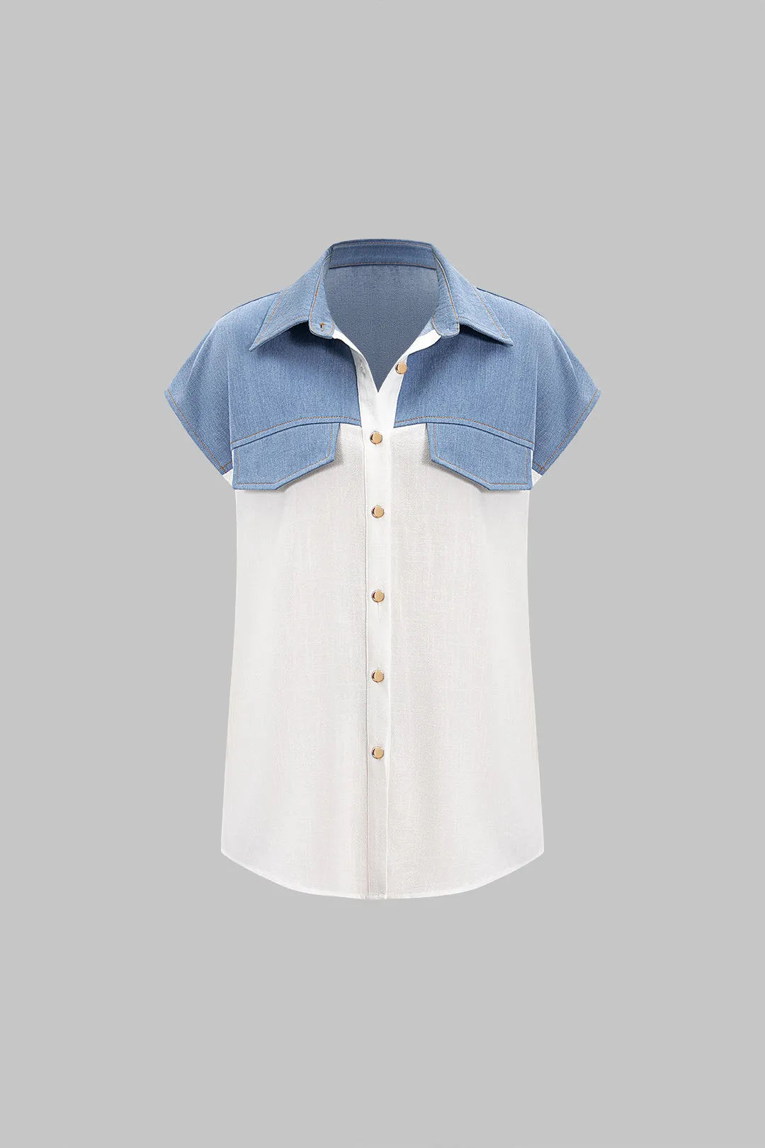 Patchwork linned slips front falsk lomme skjorte sold by Micas product image thumbnail 2