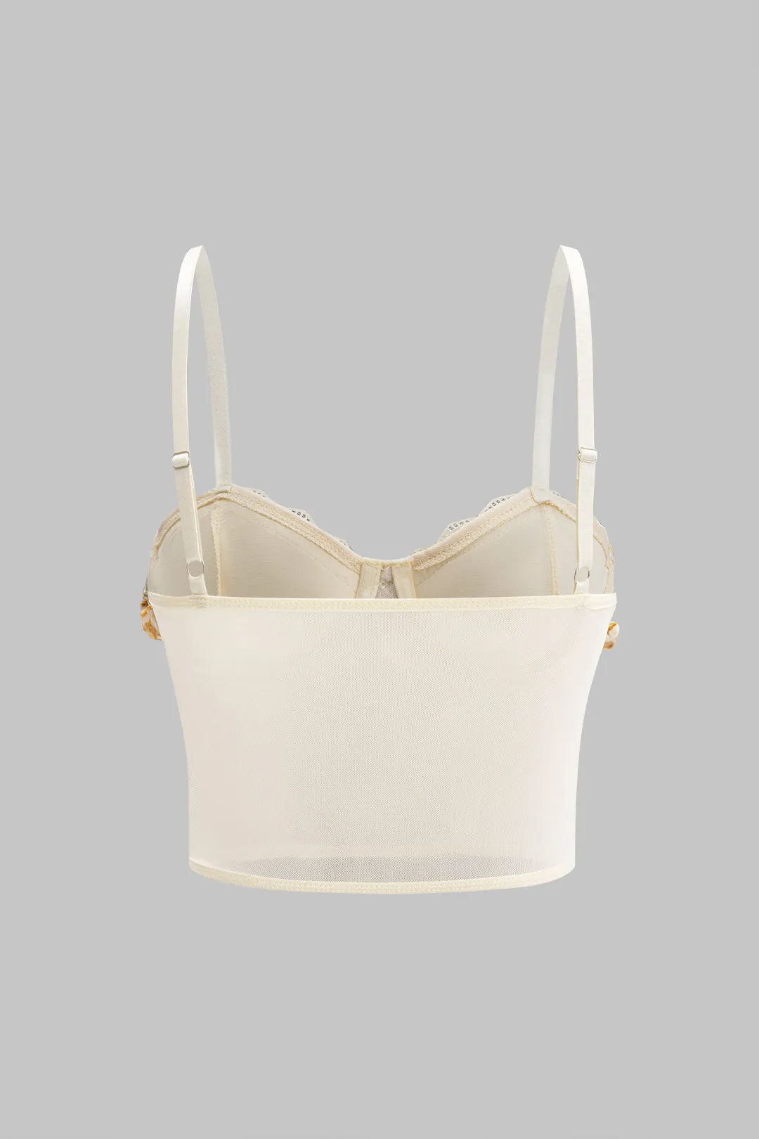 Mesh Bustier Ruched Lace Trim Cami Top sold by Micas product image thumbnail 2