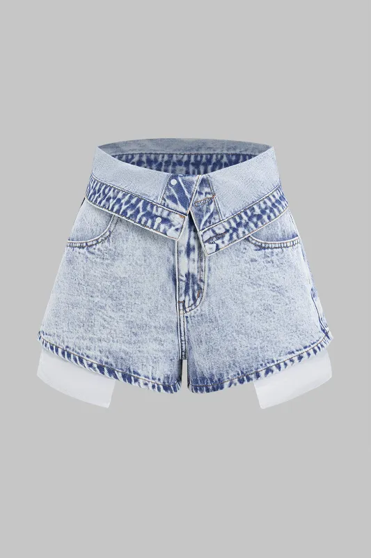 Denim High Waist Wide Leg Shorts sold by Micas