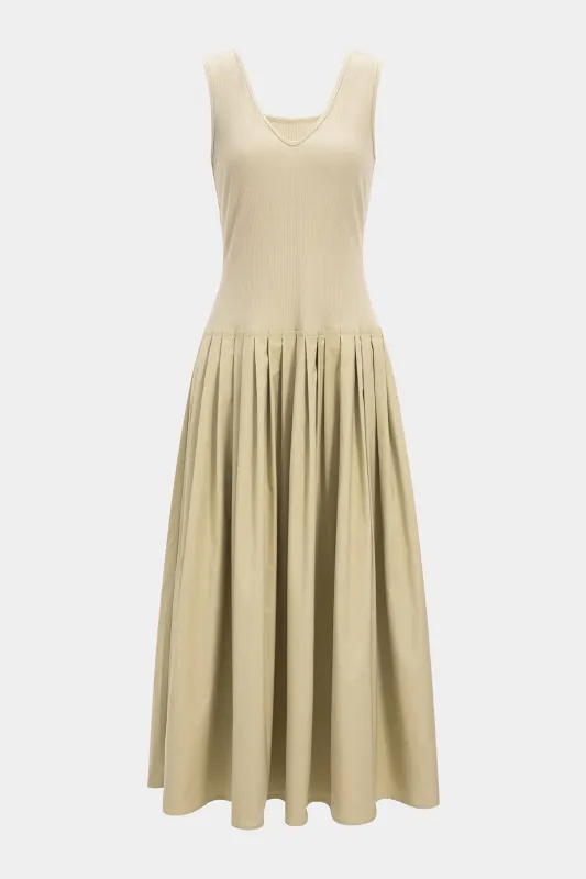 Patchwork Ruched Sleeveless Midi Dress sold by Micas