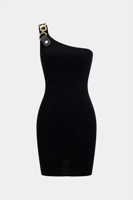 Metallisk indretning asymmetrisk ærmeløs mini kjole sold by Micas