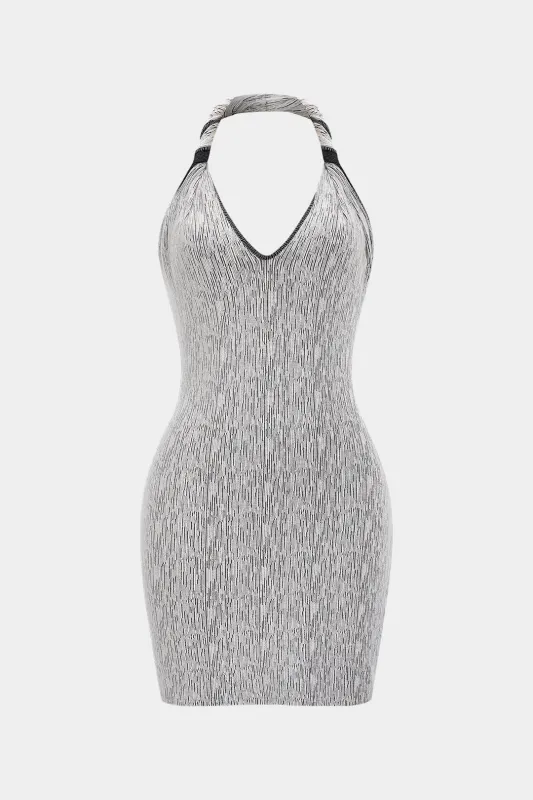 Halter Neck Backless Twist Knot Sleeveless Mini Dress sold by Micas
