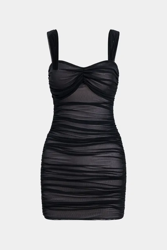 Mesh Ruched ærmeløs mini kjole sold by Micas