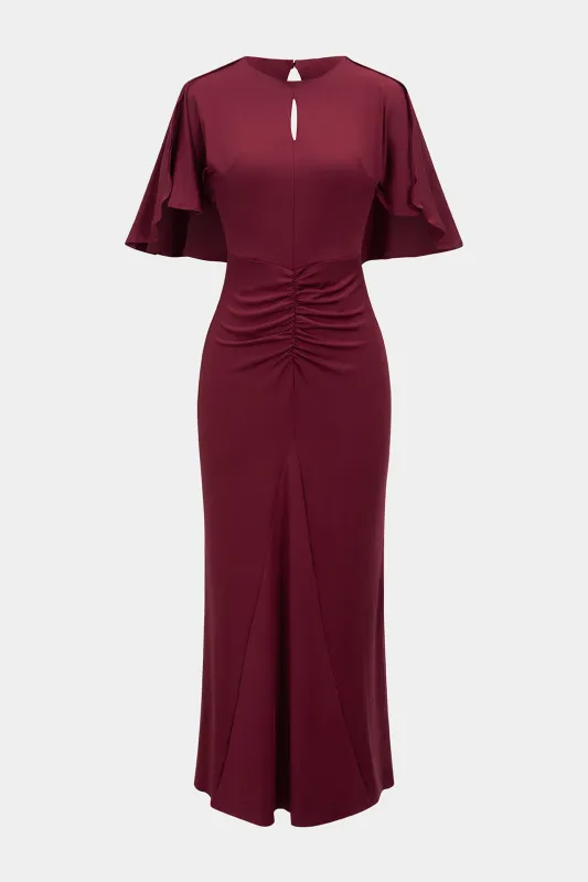 Skær ud kort ærmet ruched maxi kjole sold by Micas