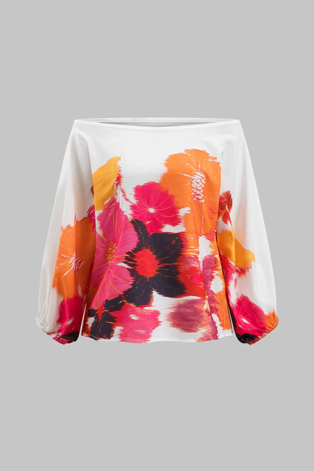 Blomsterprint off skulder Langærmet top og lynlås brede benbukser sæt sold by Micas product image thumbnail 2