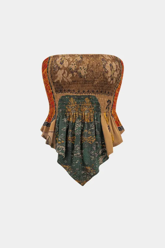 Blomsterprint Shirred Tube Top sold by Micas