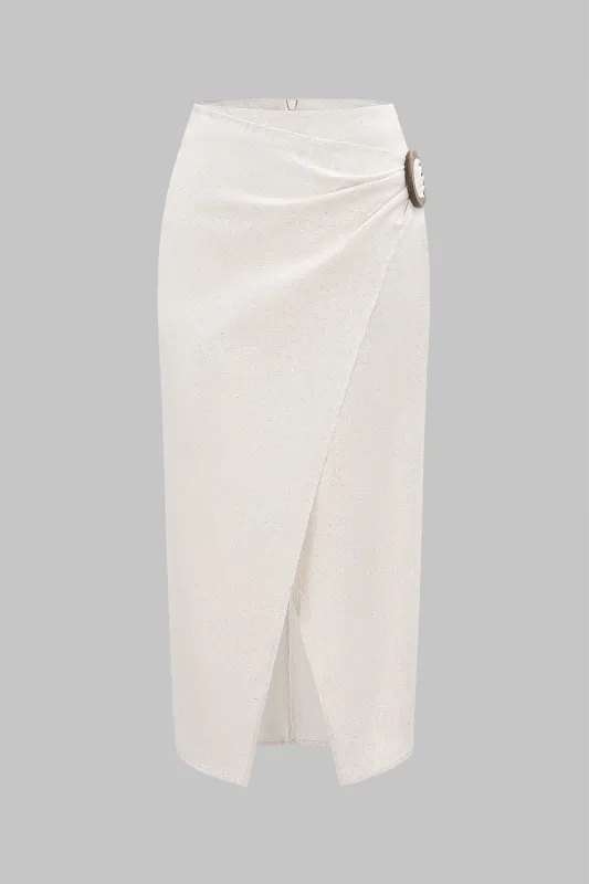 Linned spalte ruched asymmetrisk nederdel sold by Micas