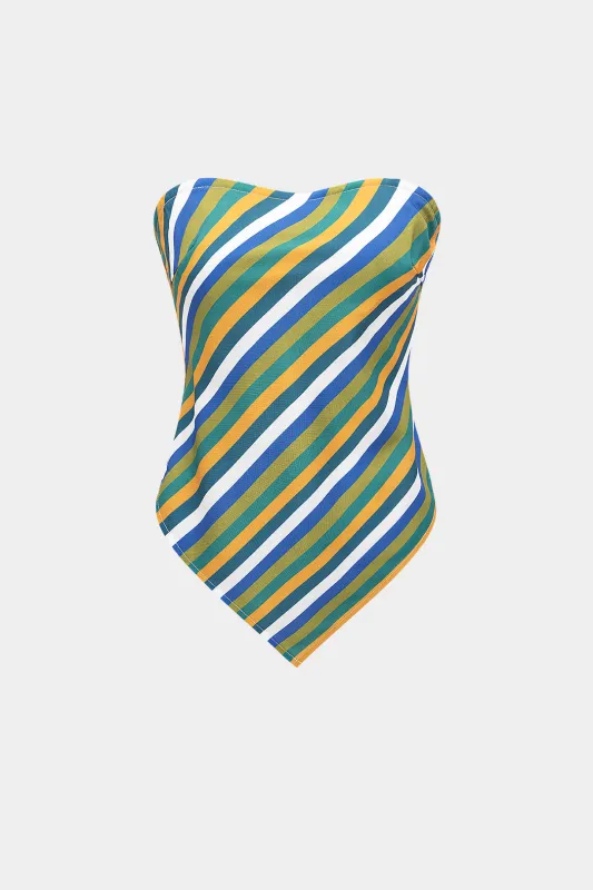 Stripes Print Shirred Tube Top sold by Micas